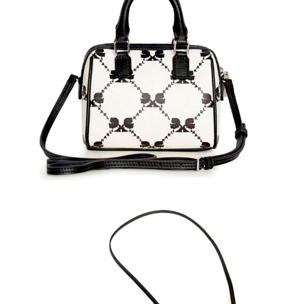 KARL LAGERFELD NWT Black And white crossbody bag 6” height 6” width 26” strap - Picture 3 of 7